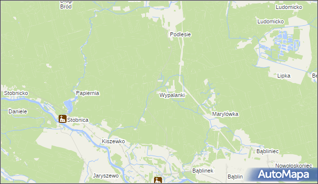 mapa Wypalanki gmina Oborniki, Wypalanki gmina Oborniki na mapie Targeo