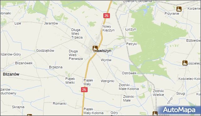 mapa Wyrów gmina Stawiszyn, Wyrów gmina Stawiszyn na mapie Targeo