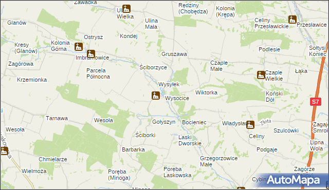 mapa Wysocice, Wysocice na mapie Targeo