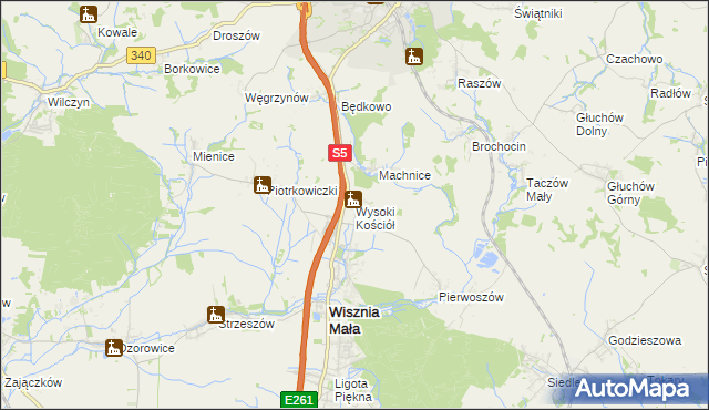 mapa Wysoki Kościół, Wysoki Kościół na mapie Targeo