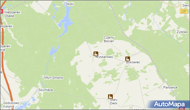 mapa Wyszanowo, Wyszanowo na mapie Targeo