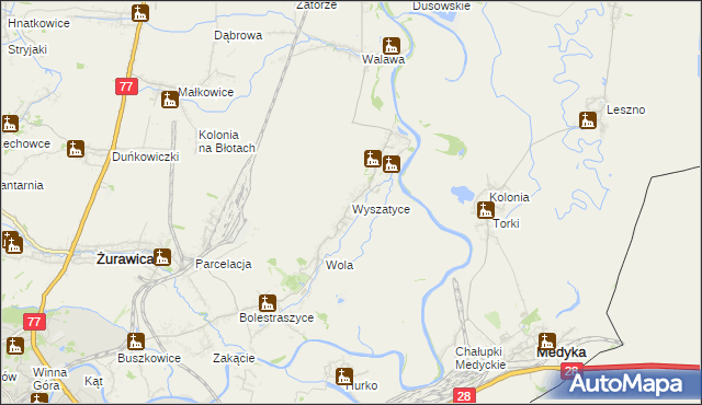 mapa Wyszatyce, Wyszatyce na mapie Targeo