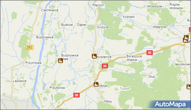 mapa Wyszęcice, Wyszęcice na mapie Targeo