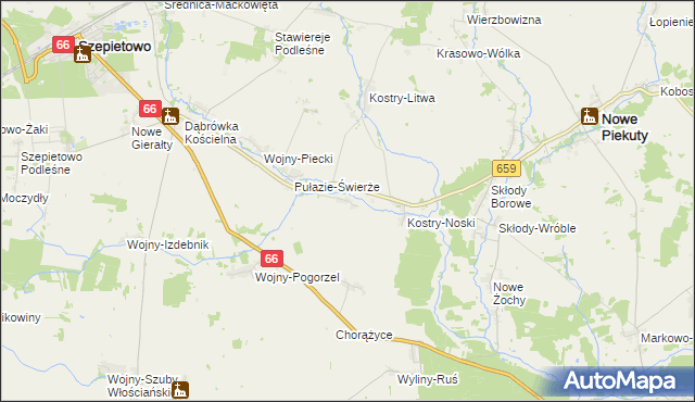 mapa Wyszonki-Posele, Wyszonki-Posele na mapie Targeo