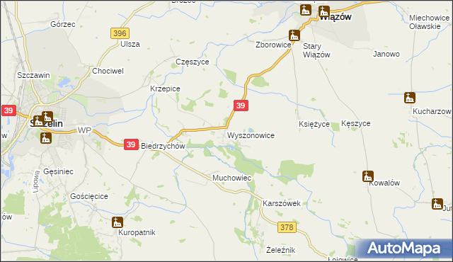 mapa Wyszonowice, Wyszonowice na mapie Targeo