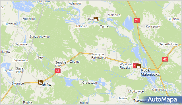 mapa Wyszyna Fałkowska, Wyszyna Fałkowska na mapie Targeo