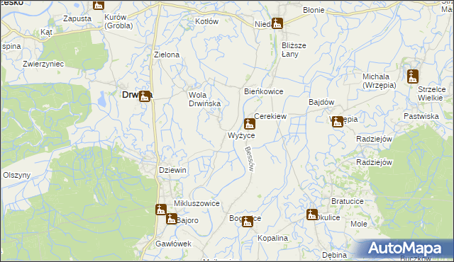 mapa Wyżyce, Wyżyce na mapie Targeo