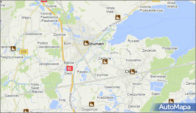 mapa Zabłocie gmina Strumień, Zabłocie gmina Strumień na mapie Targeo