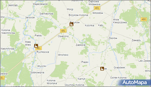 mapa Zabłocie gmina Widawa, Zabłocie gmina Widawa na mapie Targeo