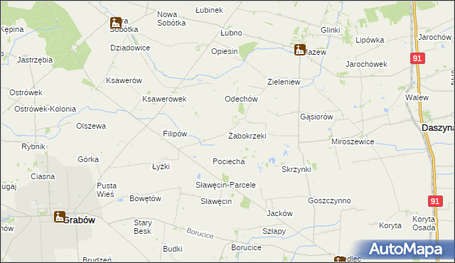 mapa Żabokrzeki gmina Daszyna, Żabokrzeki gmina Daszyna na mapie Targeo