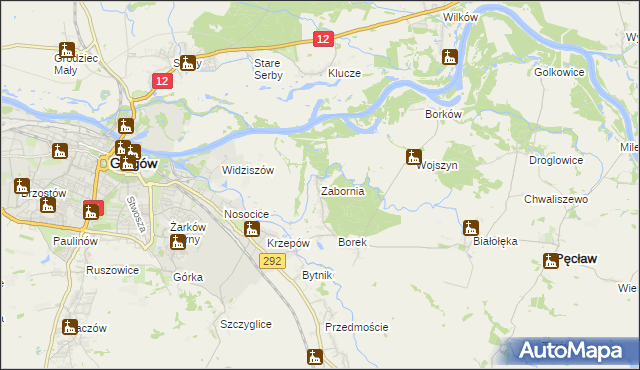 mapa Zabornia gmina Głogów, Zabornia gmina Głogów na mapie Targeo