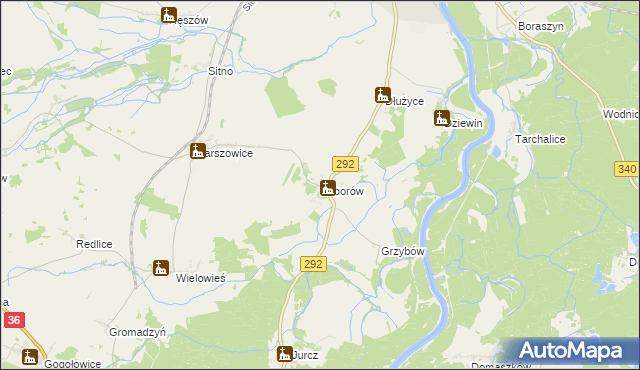 mapa Zaborów gmina Ścinawa, Zaborów gmina Ścinawa na mapie Targeo