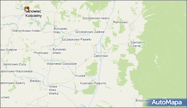 mapa Zaborowo gmina Janowiec Kościelny, Zaborowo gmina Janowiec Kościelny na mapie Targeo