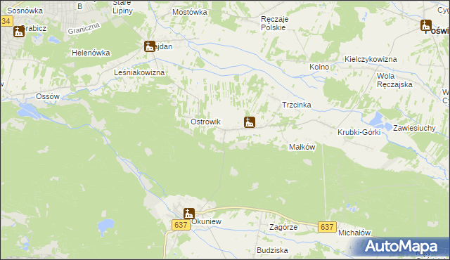 mapa Zabraniec, Zabraniec na mapie Targeo