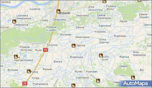 mapa Zabrnie gmina Szczucin, Zabrnie gmina Szczucin na mapie Targeo