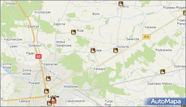 mapa Zabrodzie gmina Łuków, Zabrodzie gmina Łuków na mapie Targeo