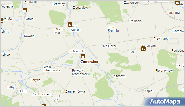 mapa Zabrodzie gmina Żarnowiec, Zabrodzie gmina Żarnowiec na mapie Targeo