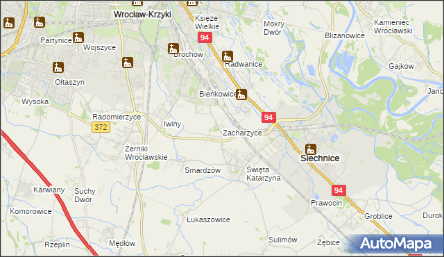 mapa Zacharzyce, Zacharzyce na mapie Targeo