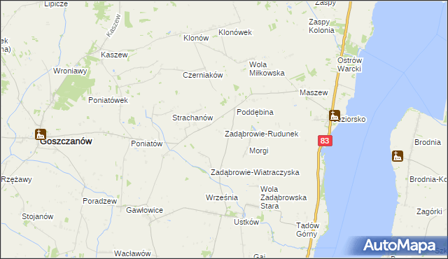 mapa Zadąbrowie-Rudunek, Zadąbrowie-Rudunek na mapie Targeo