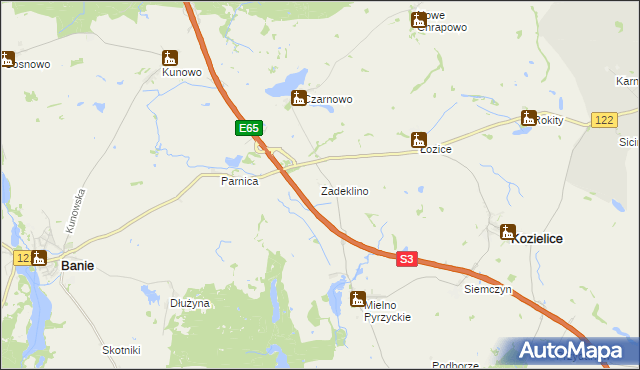 mapa Zadeklino, Zadeklino na mapie Targeo