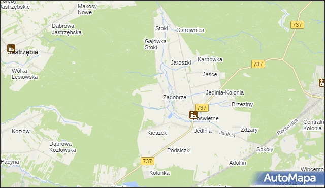 mapa Zadobrze gmina Pionki, Zadobrze gmina Pionki na mapie Targeo