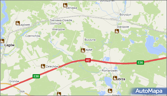 mapa Zagaje gmina Lubrza, Zagaje gmina Lubrza na mapie Targeo