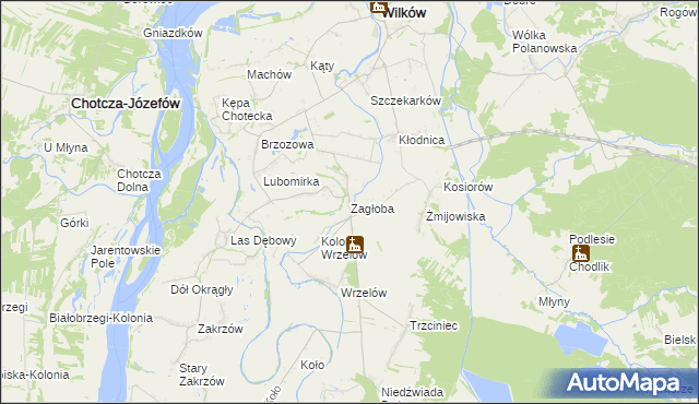 mapa Zagłoba gmina Wilków, Zagłoba gmina Wilków na mapie Targeo