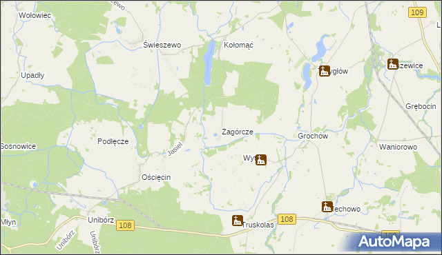 mapa Zagórcze gmina Gryfice, Zagórcze gmina Gryfice na mapie Targeo