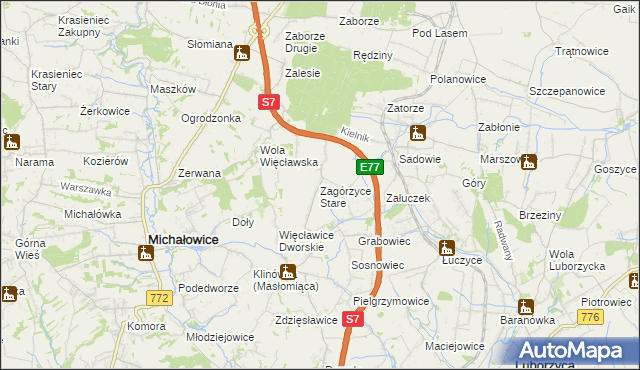 mapa Zagórzyce Stare, Zagórzyce Stare na mapie Targeo