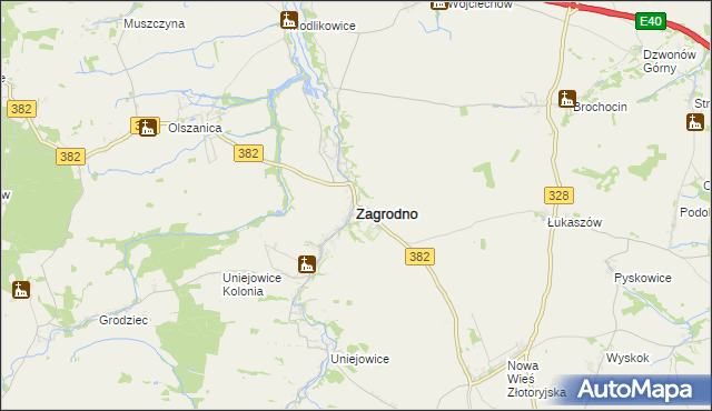 mapa Zagrodno powiat złotoryjski, Zagrodno powiat złotoryjski na mapie Targeo