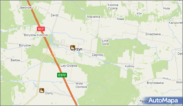 mapa Zagrody gmina Żyrzyn, Zagrody gmina Żyrzyn na mapie Targeo