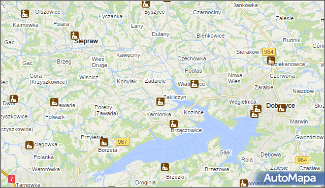 mapa Zakliczyn gmina Siepraw, Zakliczyn gmina Siepraw na mapie Targeo