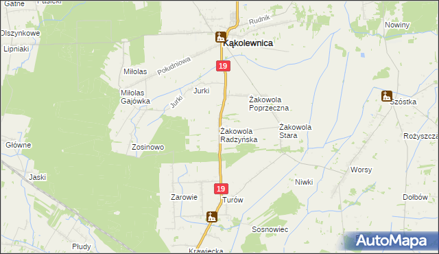 mapa Żakowola Radzyńska, Żakowola Radzyńska na mapie Targeo