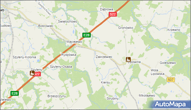mapa Zakrzewiec, Zakrzewiec na mapie Targeo