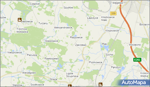 mapa Zakrzewo gmina Prusice, Zakrzewo gmina Prusice na mapie Targeo