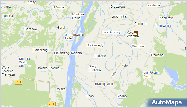 mapa Zakrzów gmina Łaziska, Zakrzów gmina Łaziska na mapie Targeo