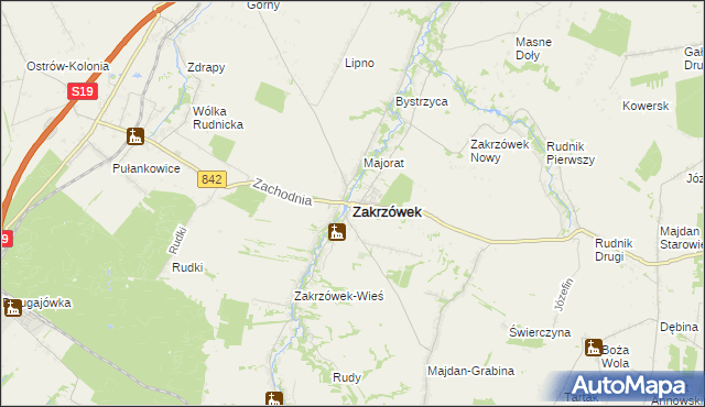 mapa Zakrzówek powiat kraśnicki, Zakrzówek powiat kraśnicki na mapie Targeo