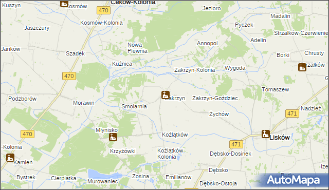 mapa Zakrzyn, Zakrzyn na mapie Targeo