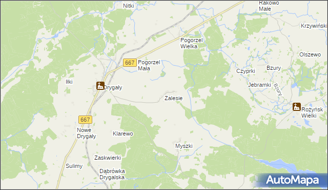 mapa Zalesie gmina Biała Piska, Zalesie gmina Biała Piska na mapie Targeo