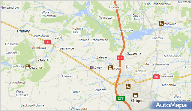 mapa Zalesie gmina Grójec, Zalesie gmina Grójec na mapie Targeo