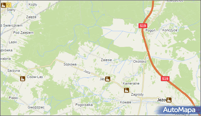 mapa Zalesie gmina Jeżowe, Zalesie gmina Jeżowe na mapie Targeo