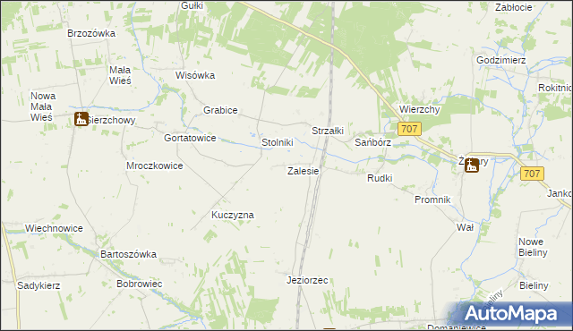 mapa Zalesie gmina Nowe Miasto nad Pilicą, Zalesie gmina Nowe Miasto nad Pilicą na mapie Targeo