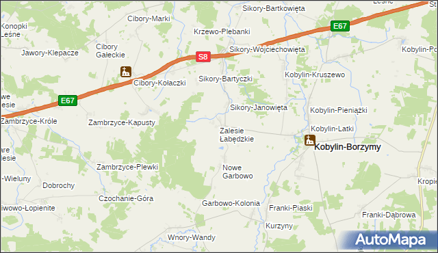 mapa Zalesie Łabędzkie, Zalesie Łabędzkie na mapie Targeo