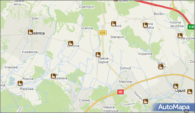 mapa Zalesie Śląskie, Zalesie Śląskie na mapie Targeo