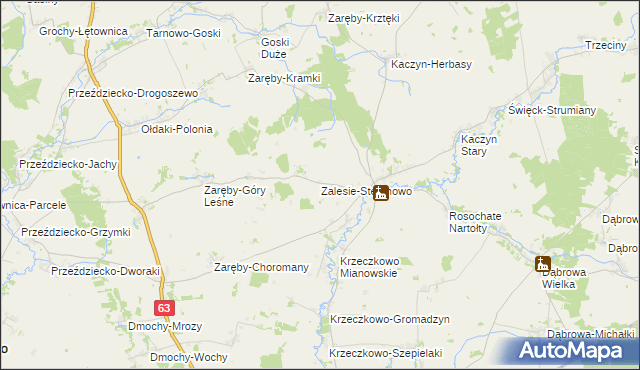 mapa Zalesie-Stefanowo, Zalesie-Stefanowo na mapie Targeo