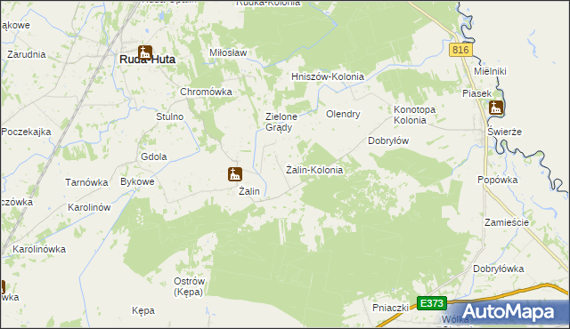 mapa Żalin-Kolonia, Żalin-Kolonia na mapie Targeo