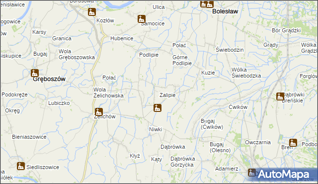 mapa Zalipie gmina Olesno, Zalipie gmina Olesno na mapie Targeo