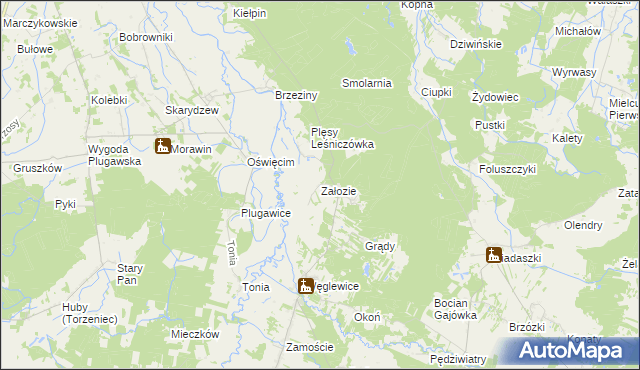 mapa Załozie, Załozie na mapie Targeo