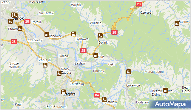 mapa Załuż, Załuż na mapie Targeo