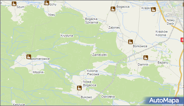 mapa Zameczek gmina Kluczbork, Zameczek gmina Kluczbork na mapie Targeo